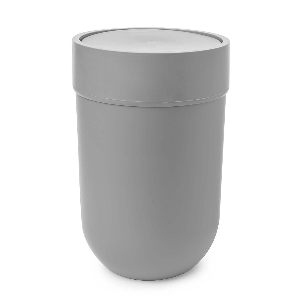 Touch Waste Can With Lid, Gray - Image 0