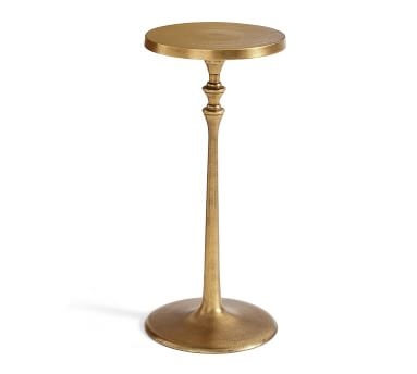 Round 9.5" Metal Cocktail Table, Antique Brass - Image 0