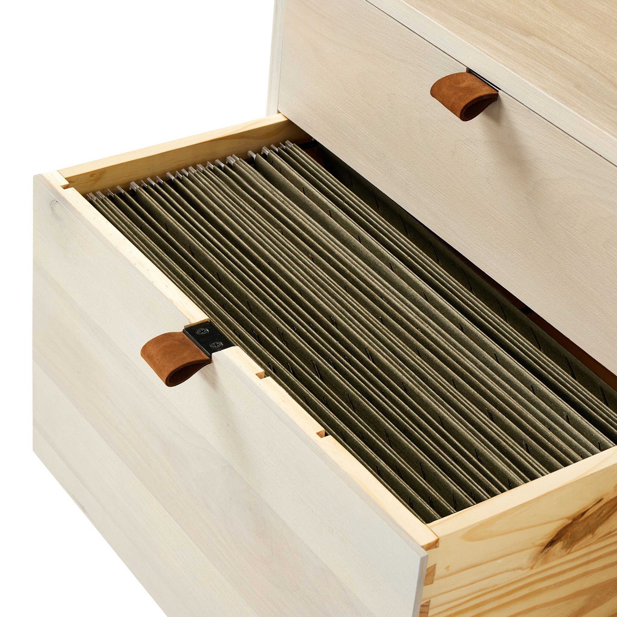 Trey Desk System With Wide Filing Cabinet - Dove Poplar - Image 5