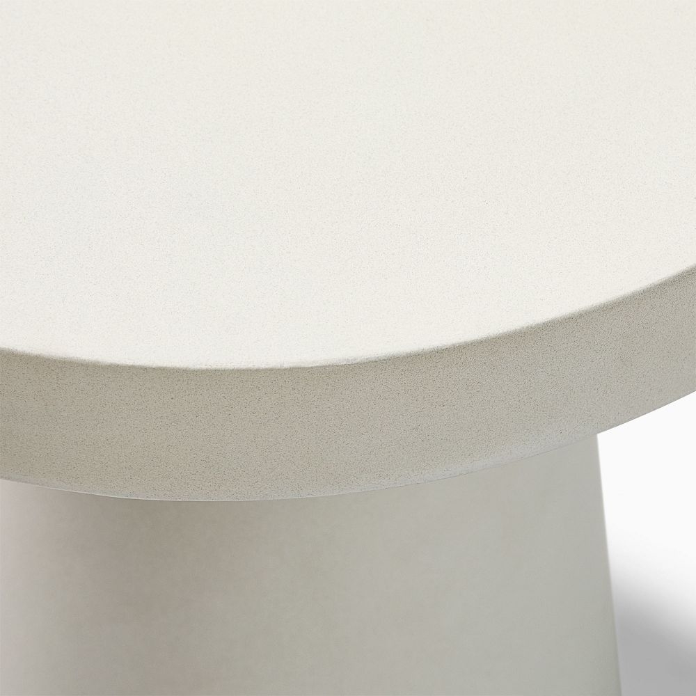 Concrete Pedestal Outdoor 18in Side Table, White - Image 3