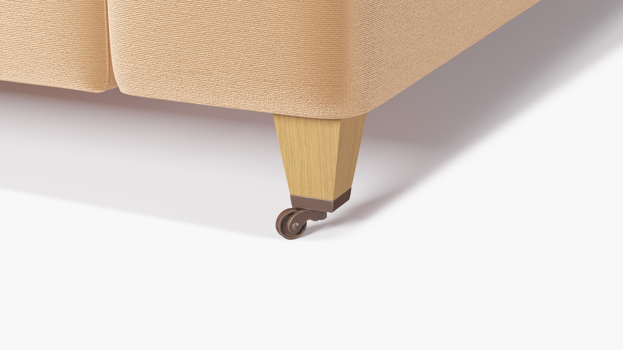 Classic Sofa, Camel Performance Plush Velvet, Natural with Antique Brass Caster - Image 1