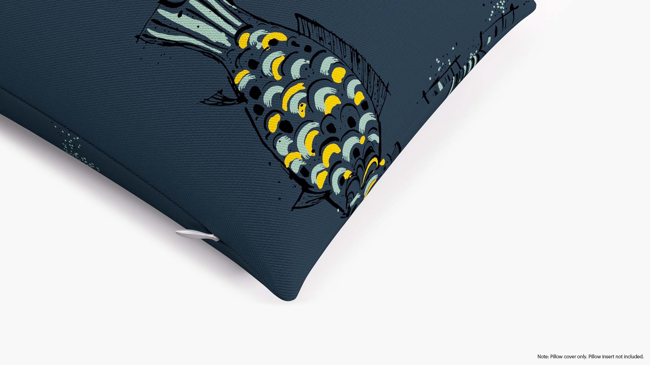 Throw Pillow Cover 14" x 30", Indigo Sakana, 14" x 30" - Image 1