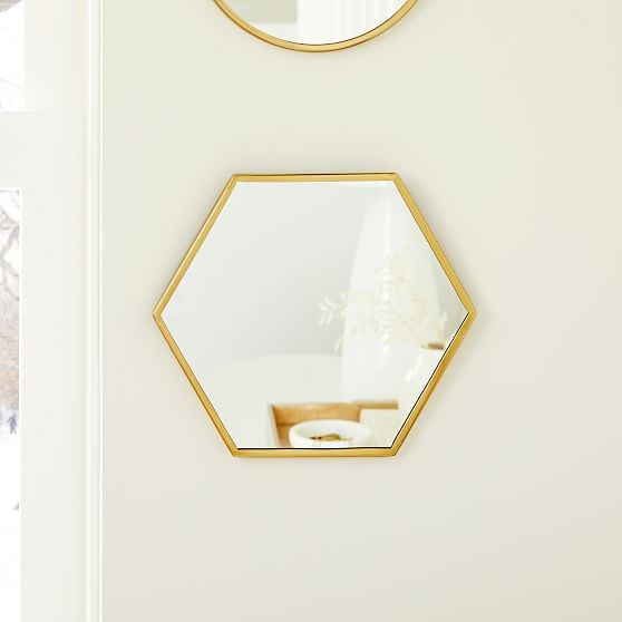 Zephyr Mirrors, Hexagon, Antique Brass, Mirror, 12x10 - Image 0