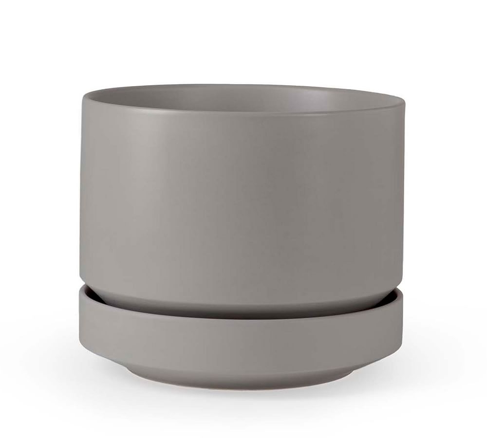 Modern Gray Ceramic Planter, 8.75" - Image 0