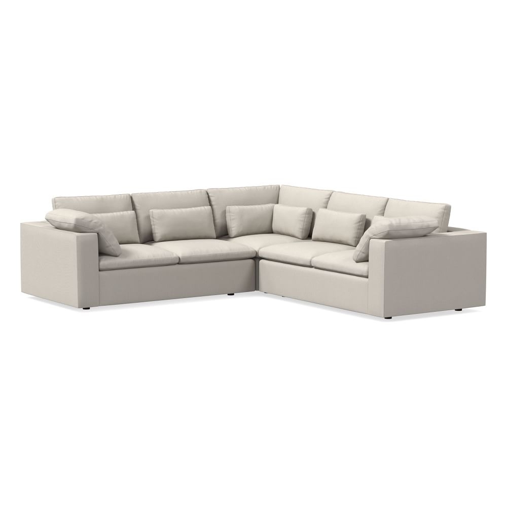 Harmony Modular 121" Multi Seat 3-Piece L-Shaped Sectional, Standard Depth, Performance Yarn Dyed Linen Weave, Alabaster - Image 0