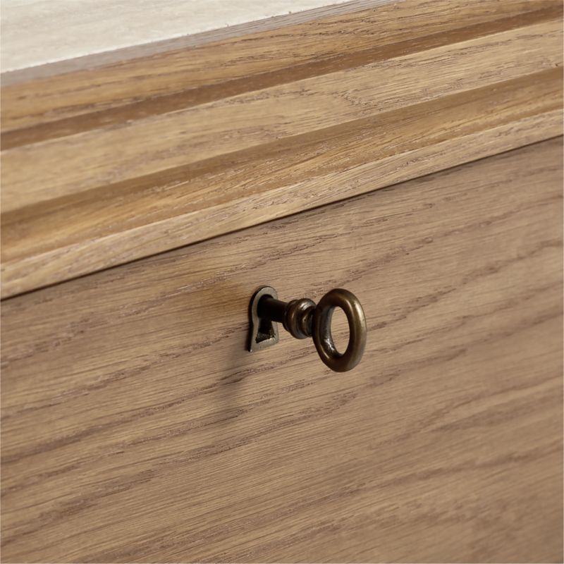 Caldwell 24" Travertine and Brown Oak Wood Nightstand by Jake Arnold - Image 7