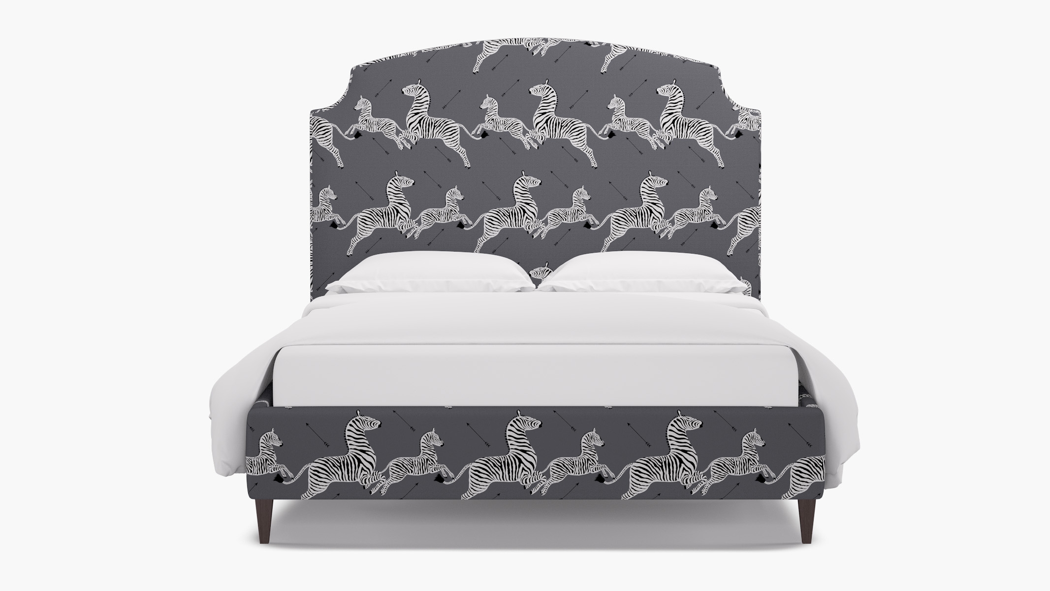 Cove Bed, Slate Zebra, Espresso Square Tapered Leg, Queen - Image 0