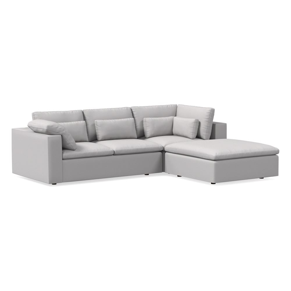 Harmony Modular 121" Right Multi Seat 3-Piece Ottoman Sectional, Standard Depth, Chenille Tweed, Frost Gray - Image 0