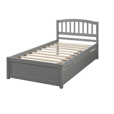 Twin Platform Storage Bed Wood Bed Frame With Two Drawers And Headboard, Walnut - Image 0