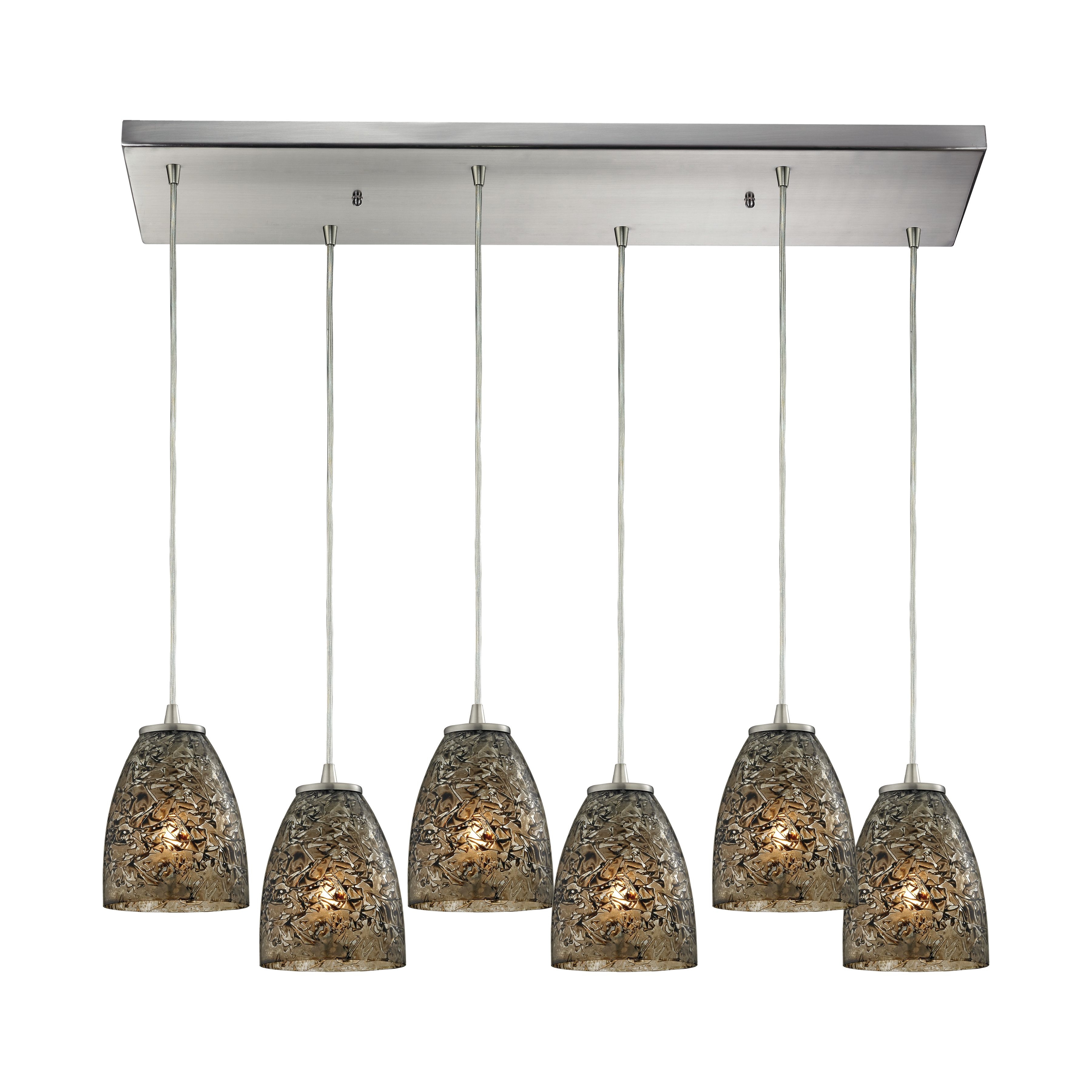 Fissure 30'' Wide 6-Light Pendant - Satin Nickel - Image 0