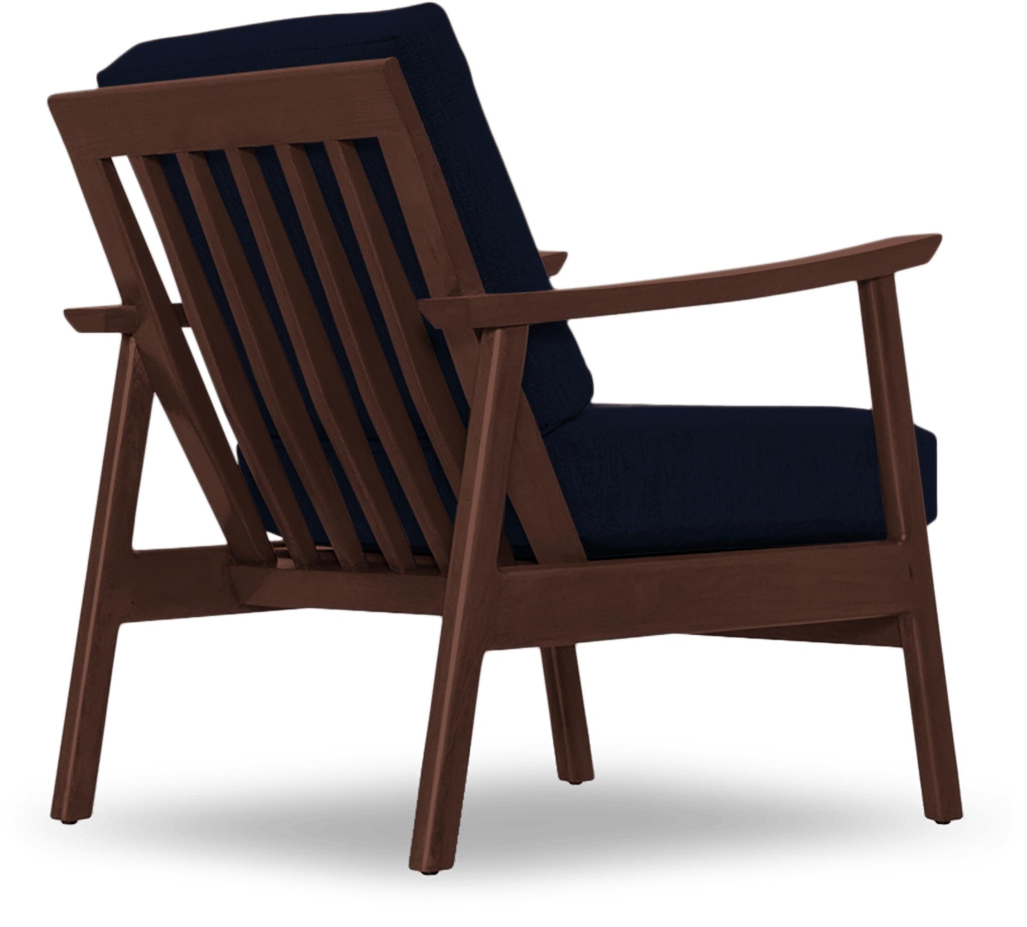 Blue Paley Mid Century Modern Chair - Bentley Indigo - Walnut - Image 3