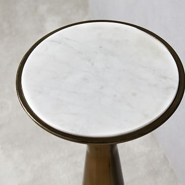 Silhouette Drink Table Drink Table Dark Bronze/White Marble, 7.25"d - Image 2