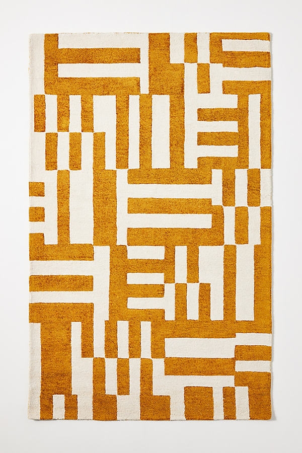 Hand-Tufted Burke Rug By Anthropologie in Yellow Size 5X8 - Image 0