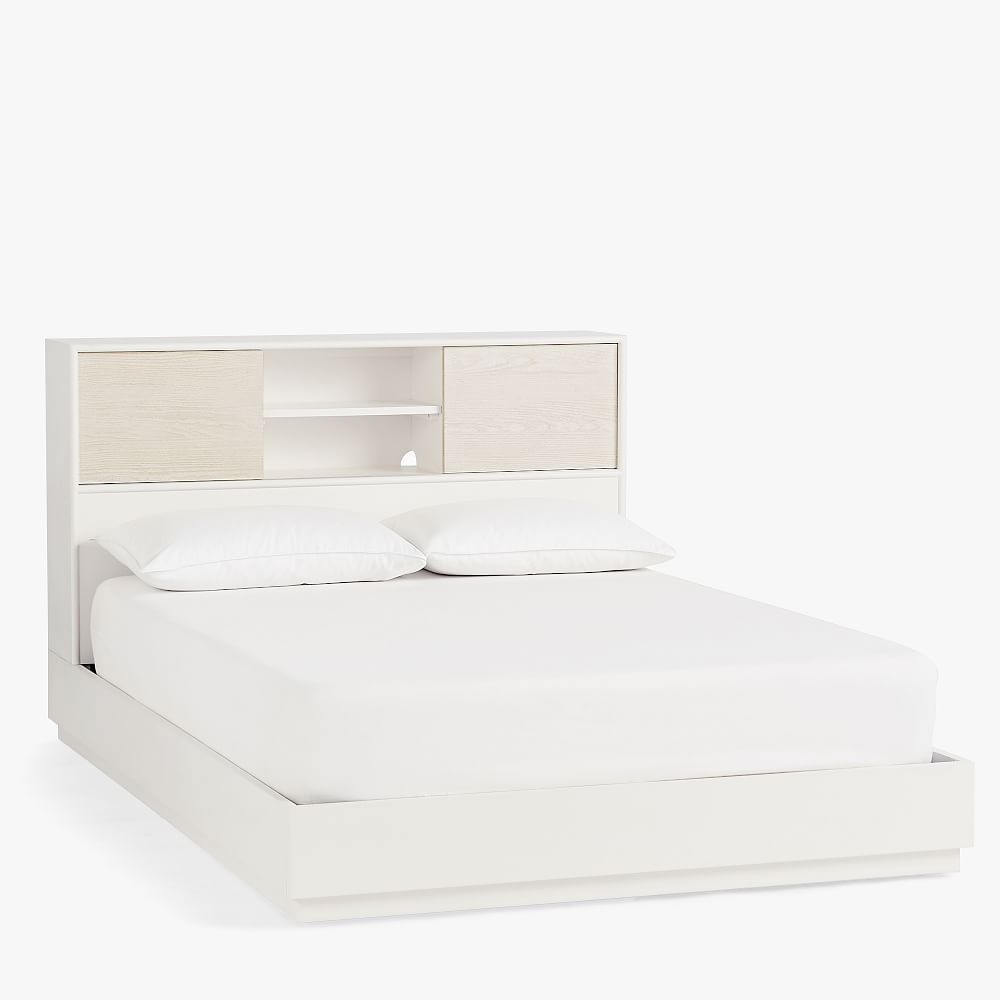 Modernist Storage Bed, Full, White and Wintered Wood, WE Kids - Image 0