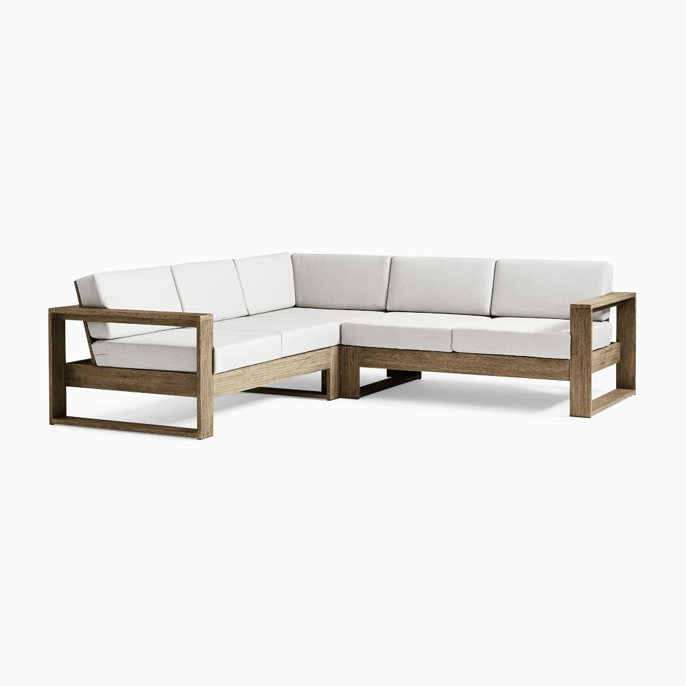 Portside Outdoor 97 in 3-Piece L-Shaped Sectional, Driftwood - Image 1