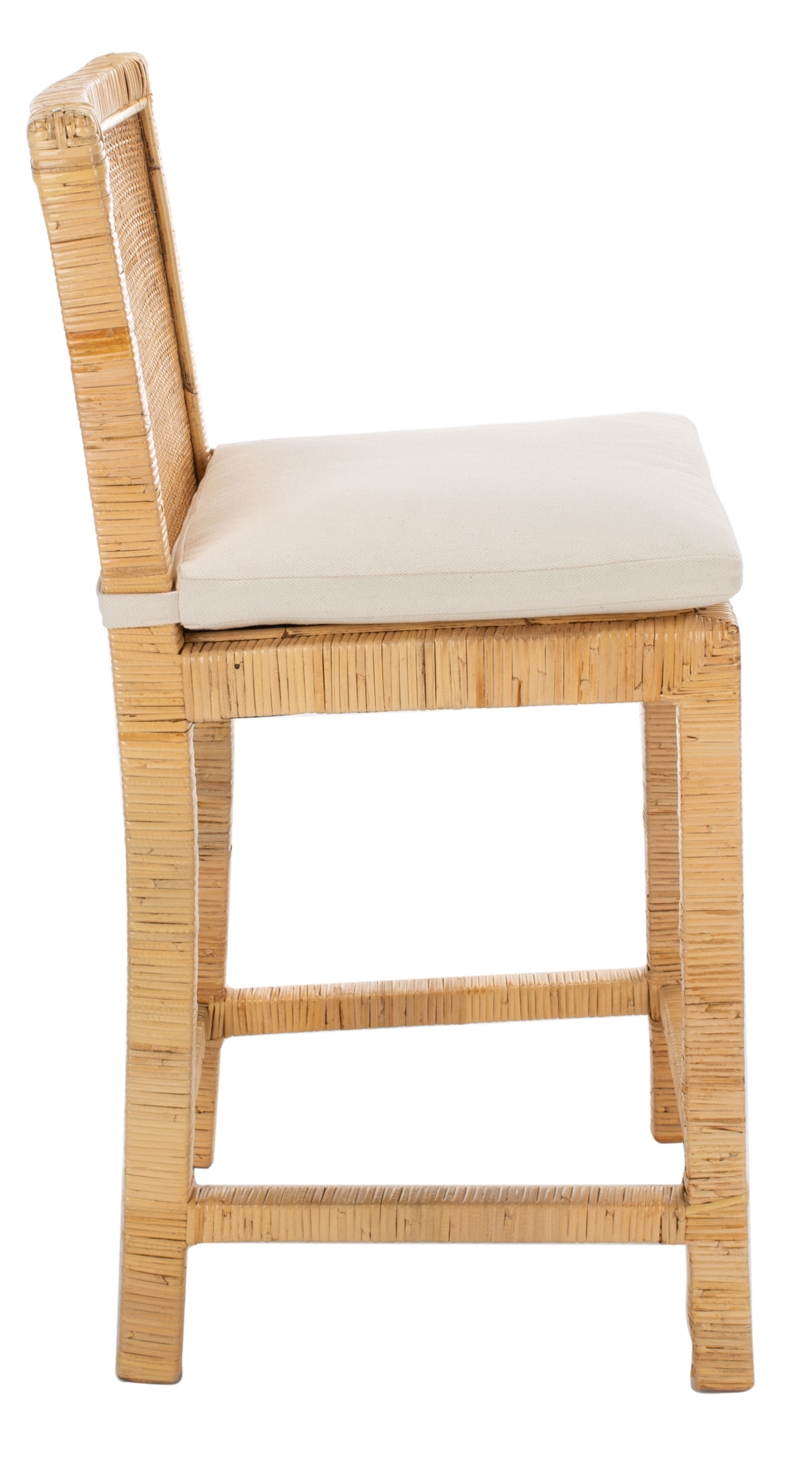 Tojo Cane Counter Stool W/ Cushion - White/Natural - Image 4