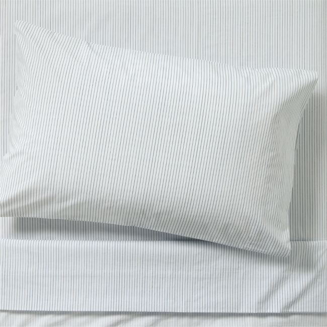 Cozy Cloud Organic Cotton Mini Stripe Sky Blue Twin XL Sheet Set - Image 0