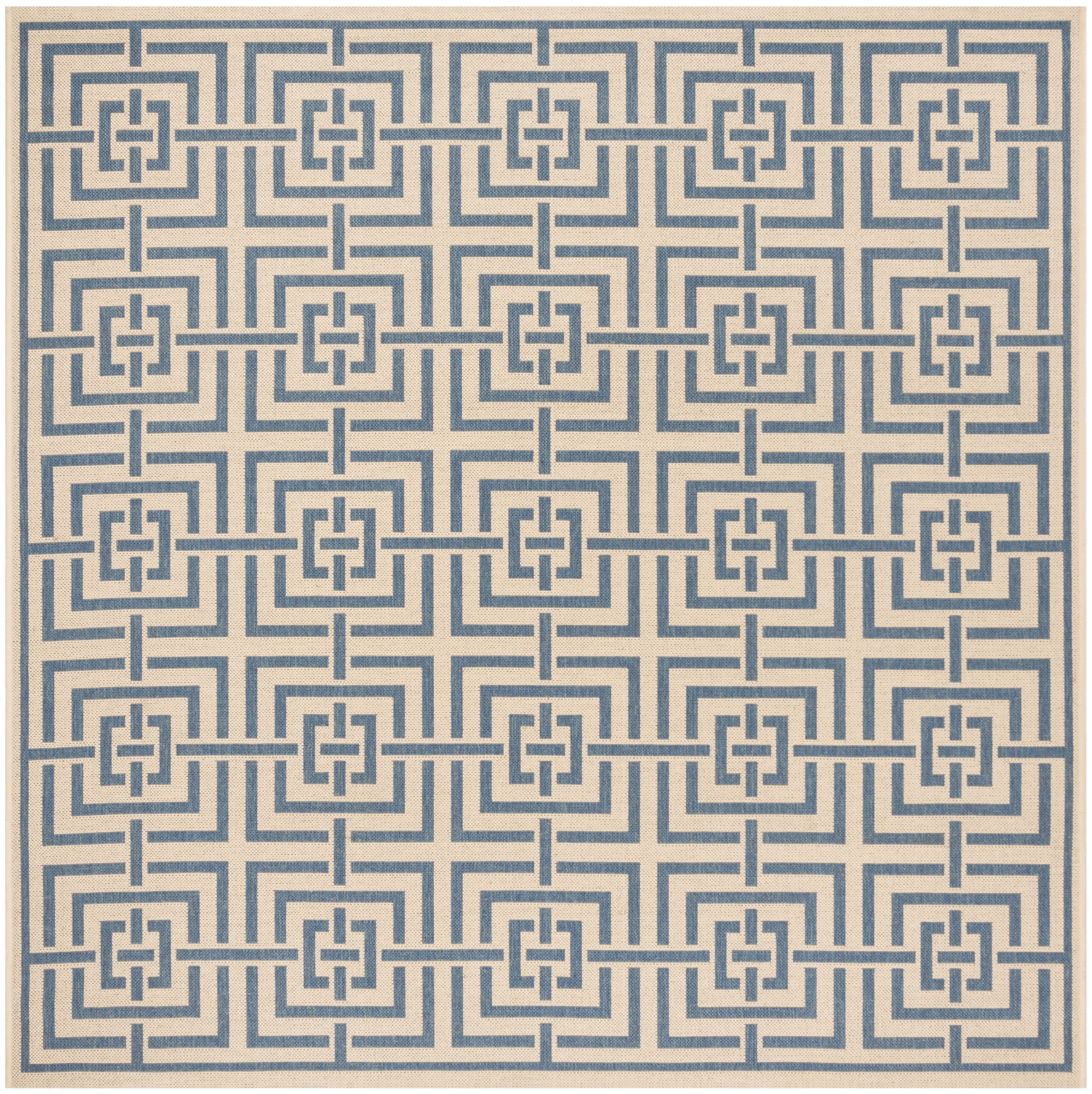 Arlo Home Indoor/Outdoor Woven Area Rug, LND128N, Cream/Blue,  6' 7" X 6' 7" Square - Image 0