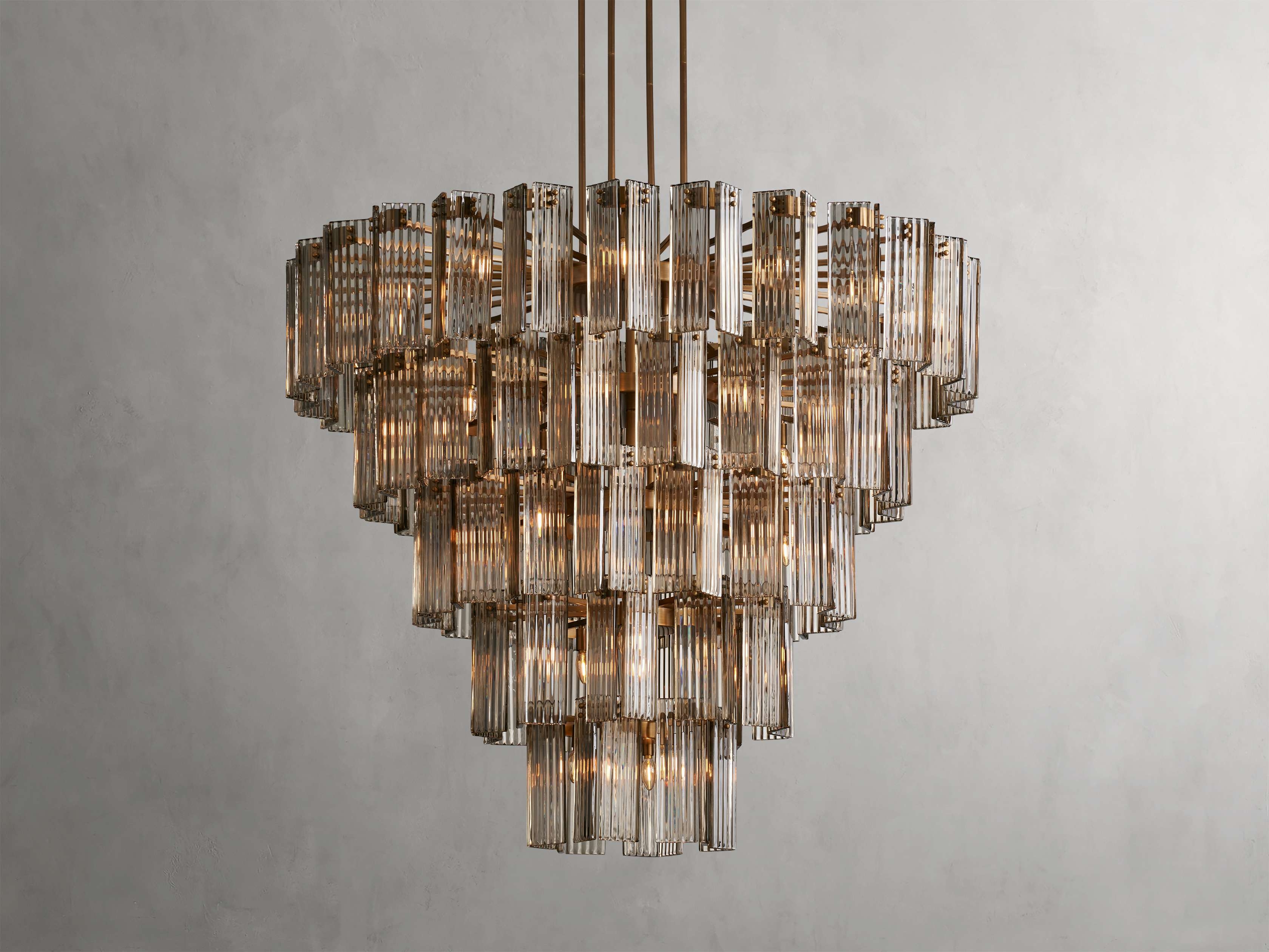 Delsie Round Chandelier in Glass 60" Brass /Smoke - Image 0