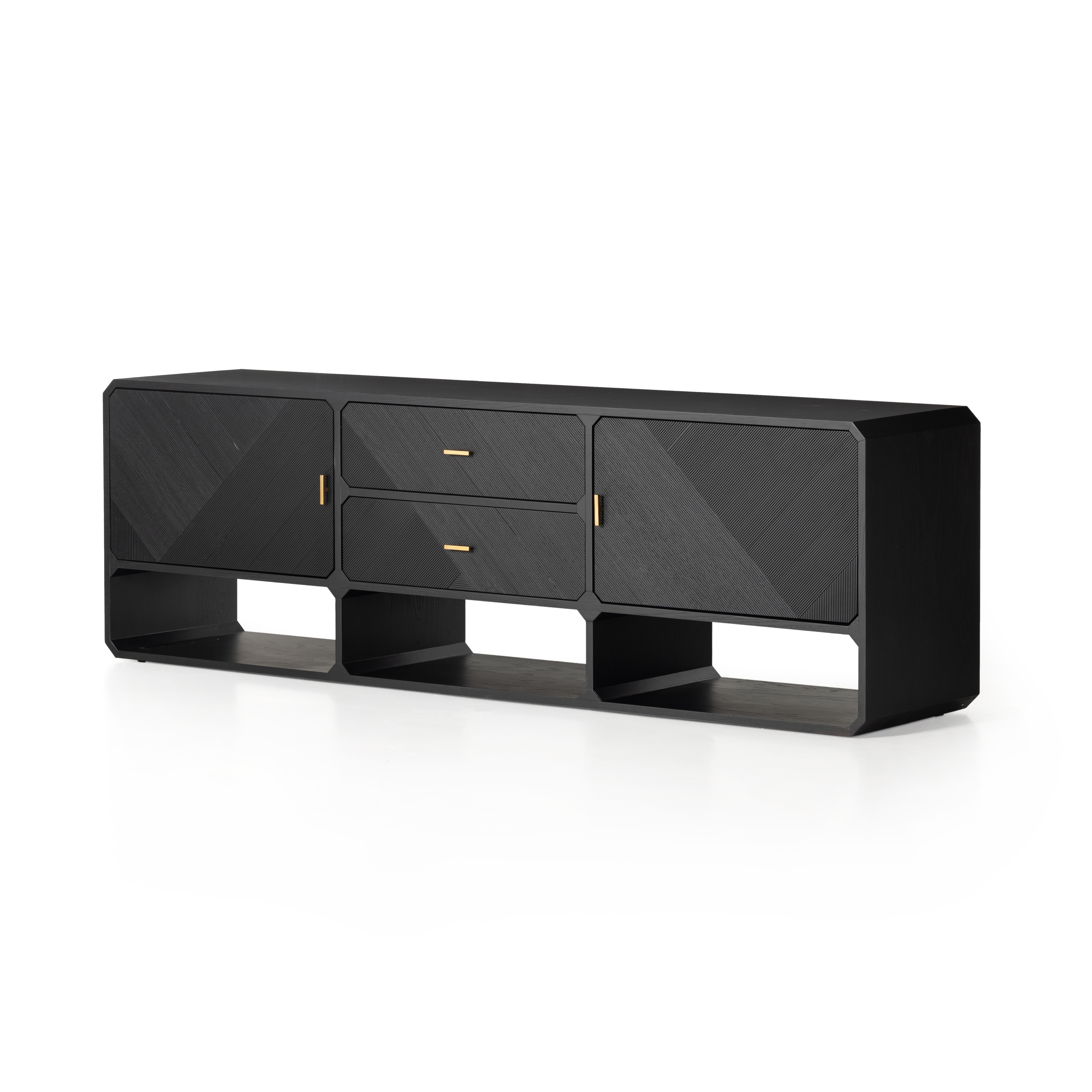 Caspian Media Console-Black Ash - Image 1