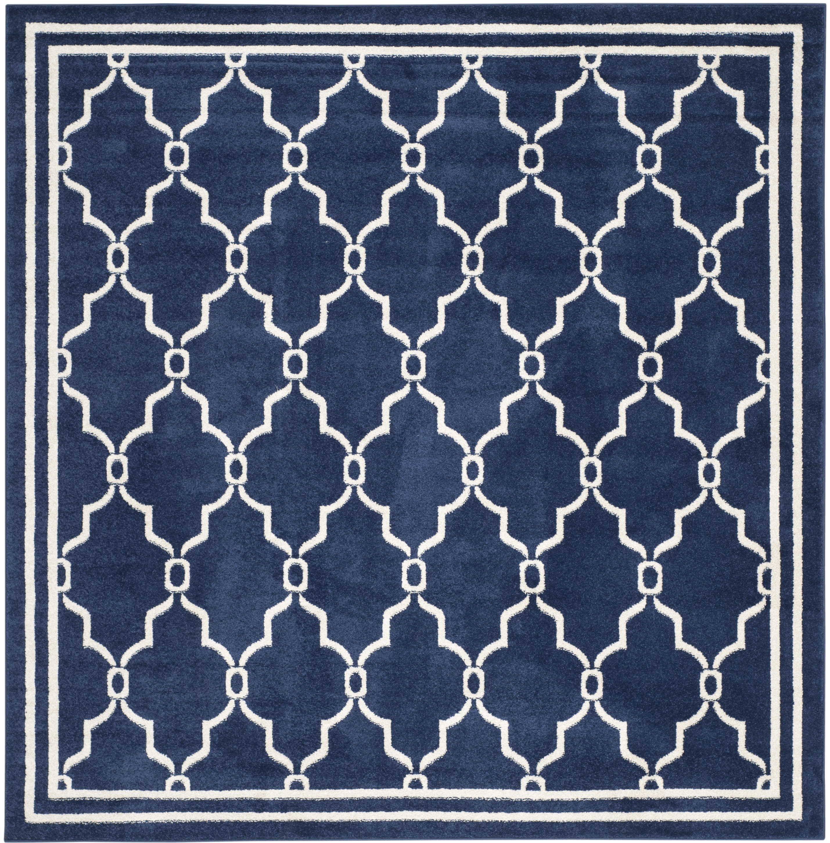Arlo Home Indoor/Outdoor Woven Area Rug, AMT414P, Navy/Beige,  7' X 7' Square - Image 0