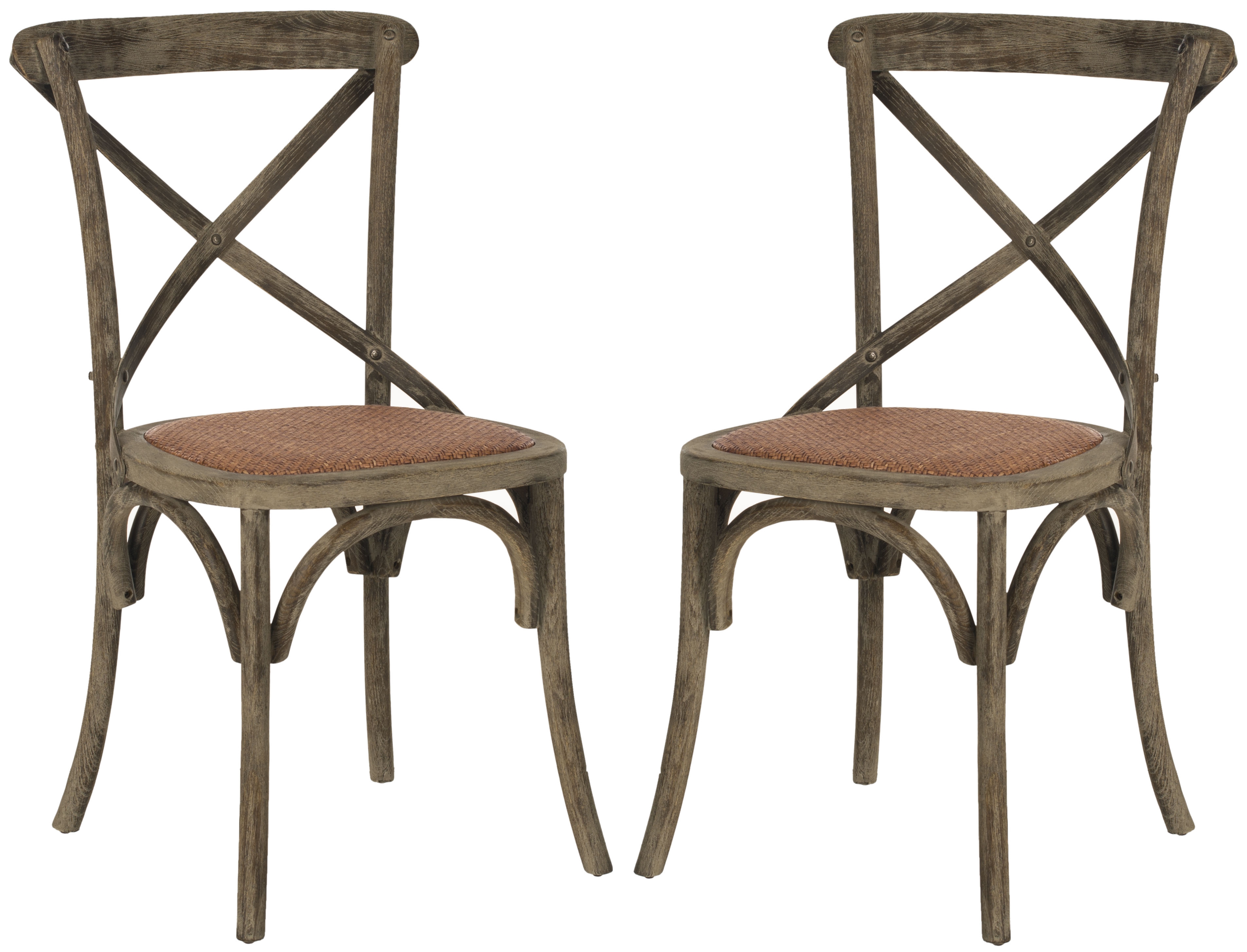 Franklin 18''H X Back Farmhouse Chair (Set Of 2) - Distressed Colonial Walnut/Medium Brown - Arlo Home - Image 0
