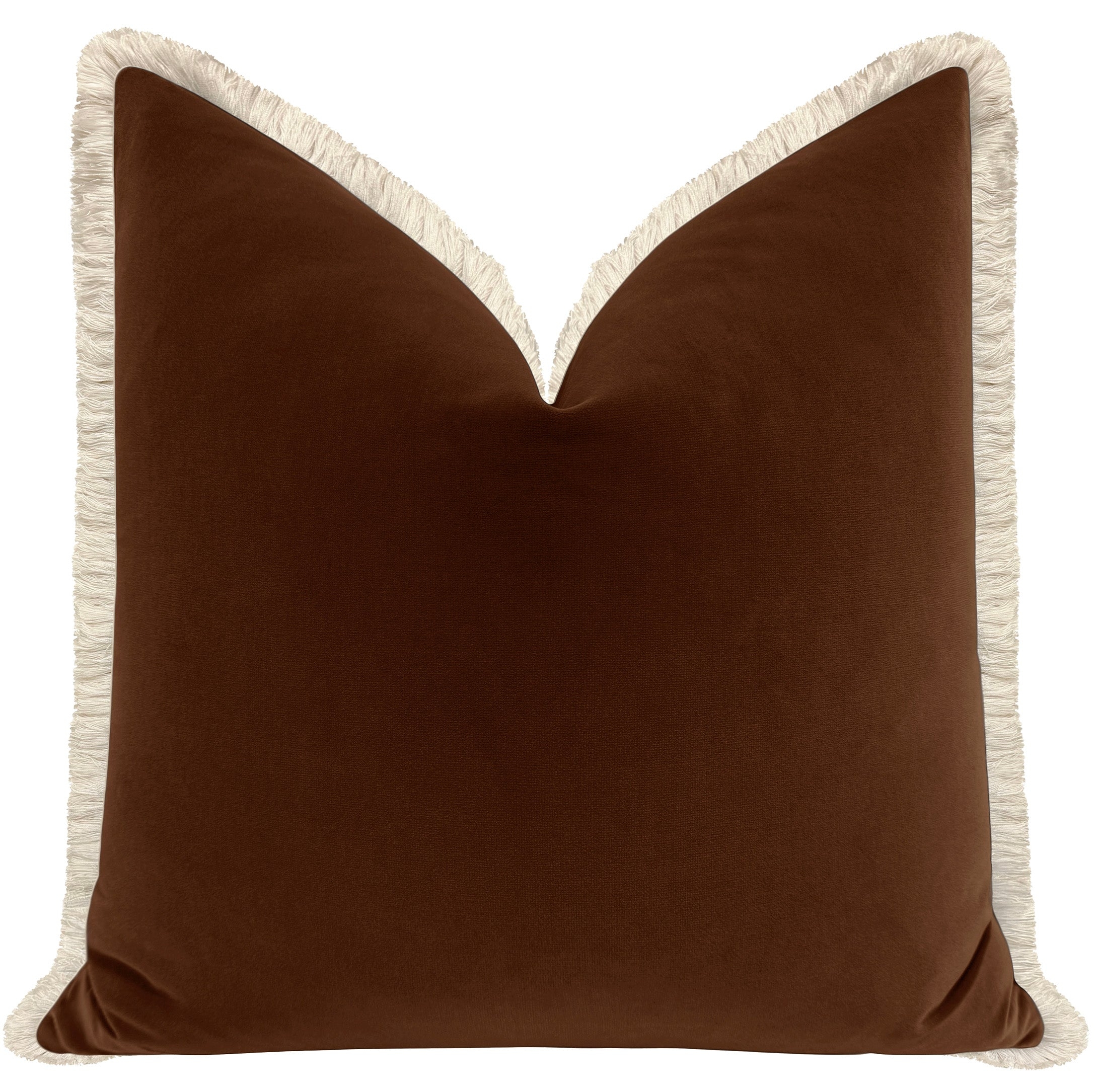 SIGNATURE VELVET // COGNAC + FRINGE - Sample 4" X 4" / Natural Fringe - Image 2