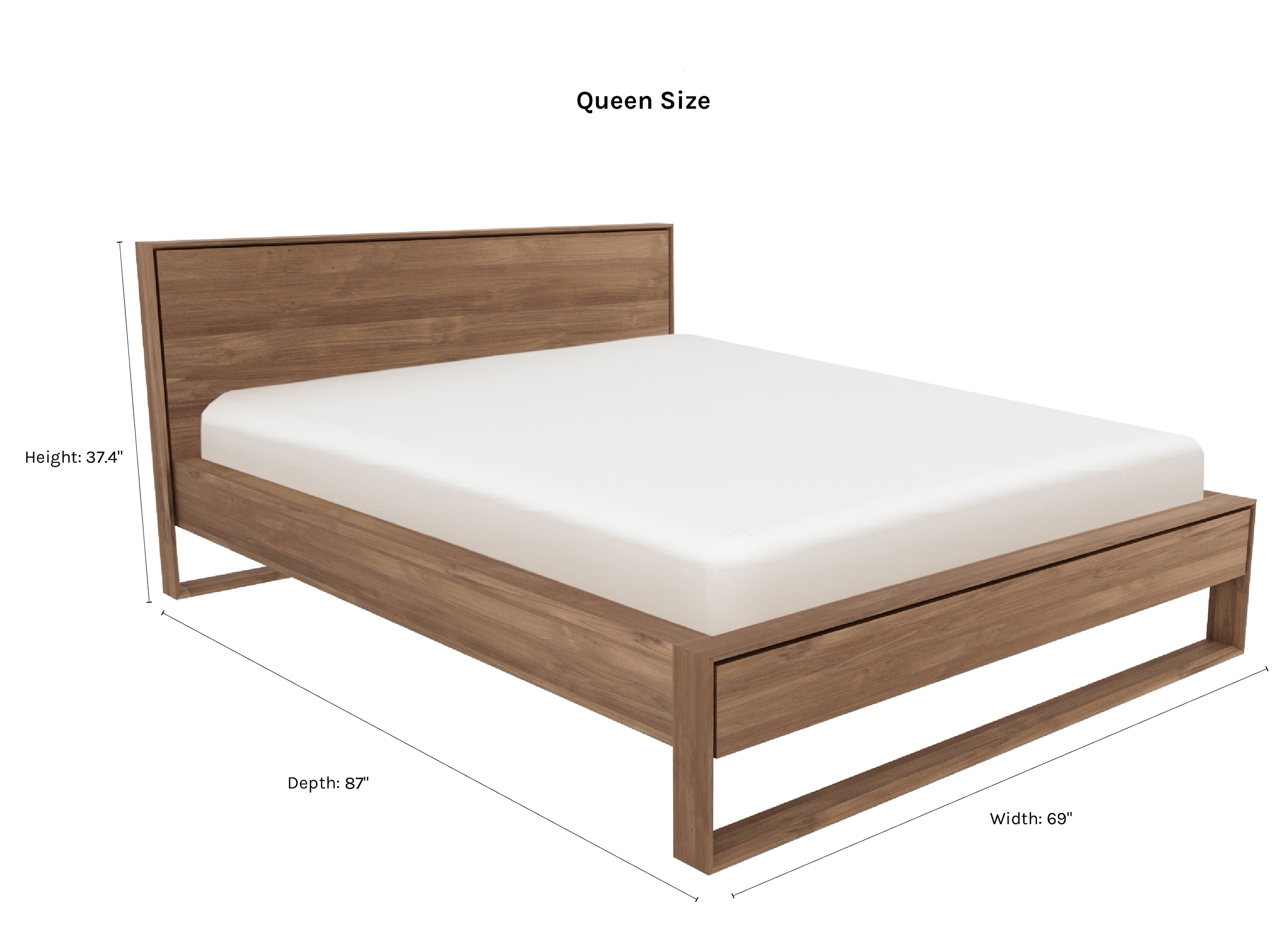 Lark Platform Bed, Teak King - Image 2