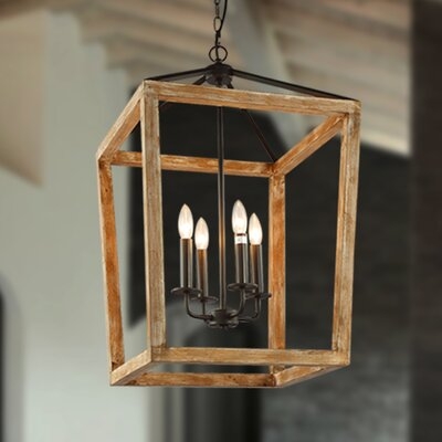Lantern Light Chandeliers 4-Lights Geometric Ceiling Pendant Lighting For Foyer Living Room Kitchen Island Dining Room Bedroom Modern E12 Bulb Base - Image 0
