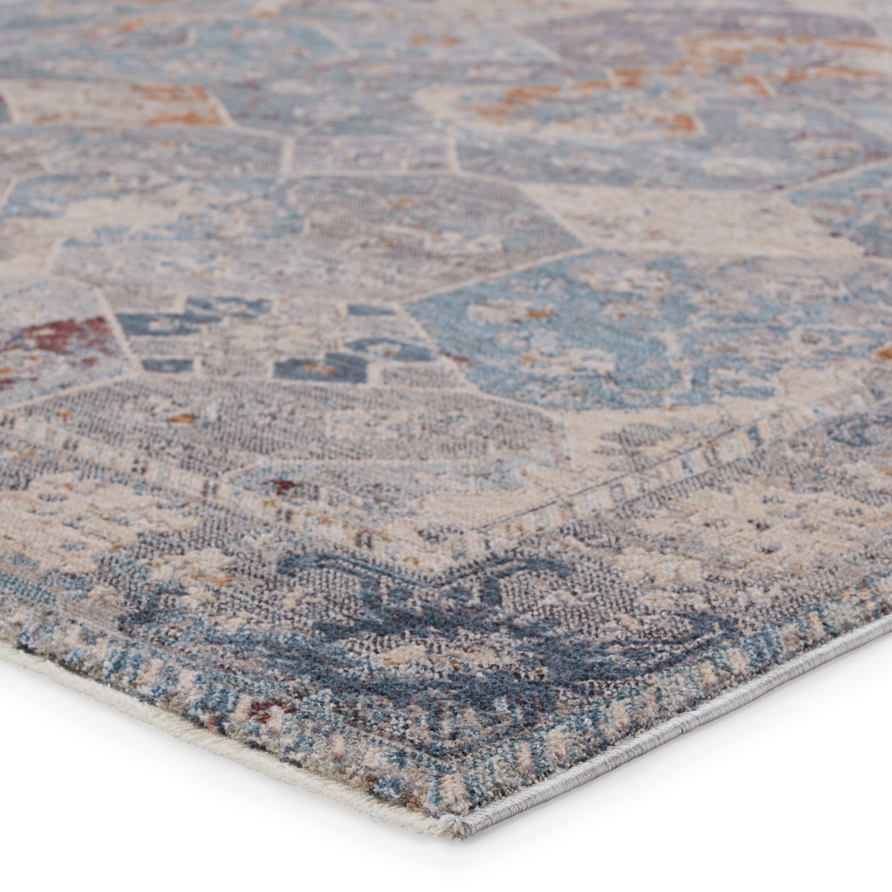 Thessaly Medallion Blue/ Gray Area Rug (5'X8') - Image 1