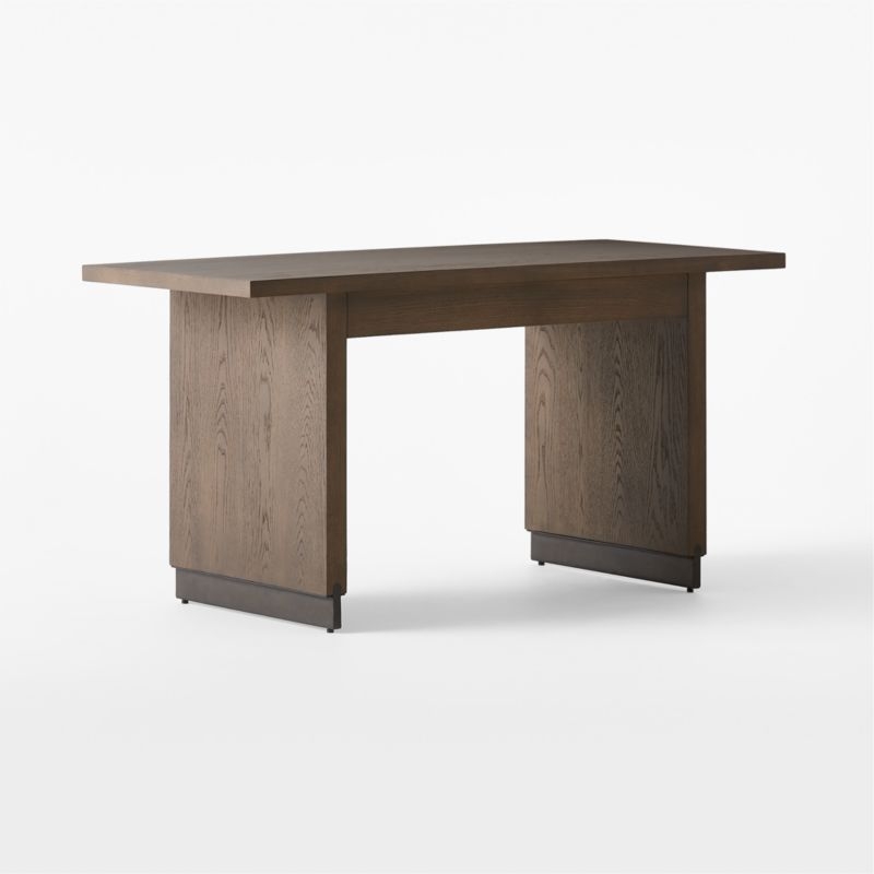 Stilt 2-Drawer Fumed Oak Wood Desk - Image 5