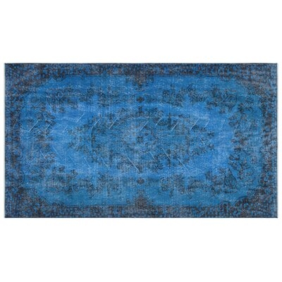 One-of-a-Kind Czaplinksi Hand-Knotted 1960s Turkish Blue/Gray 3'10" x 6'11" Area Rug - Image 0