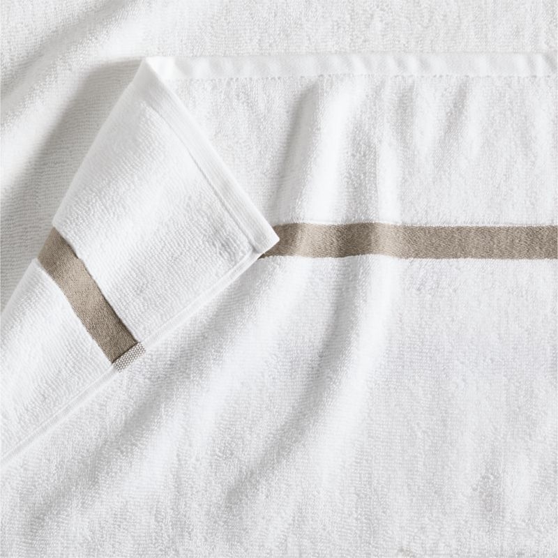 Tuxedo Stripe Organic Cotton Sand Beige Bath Towels, Set of 6 - Image 1
