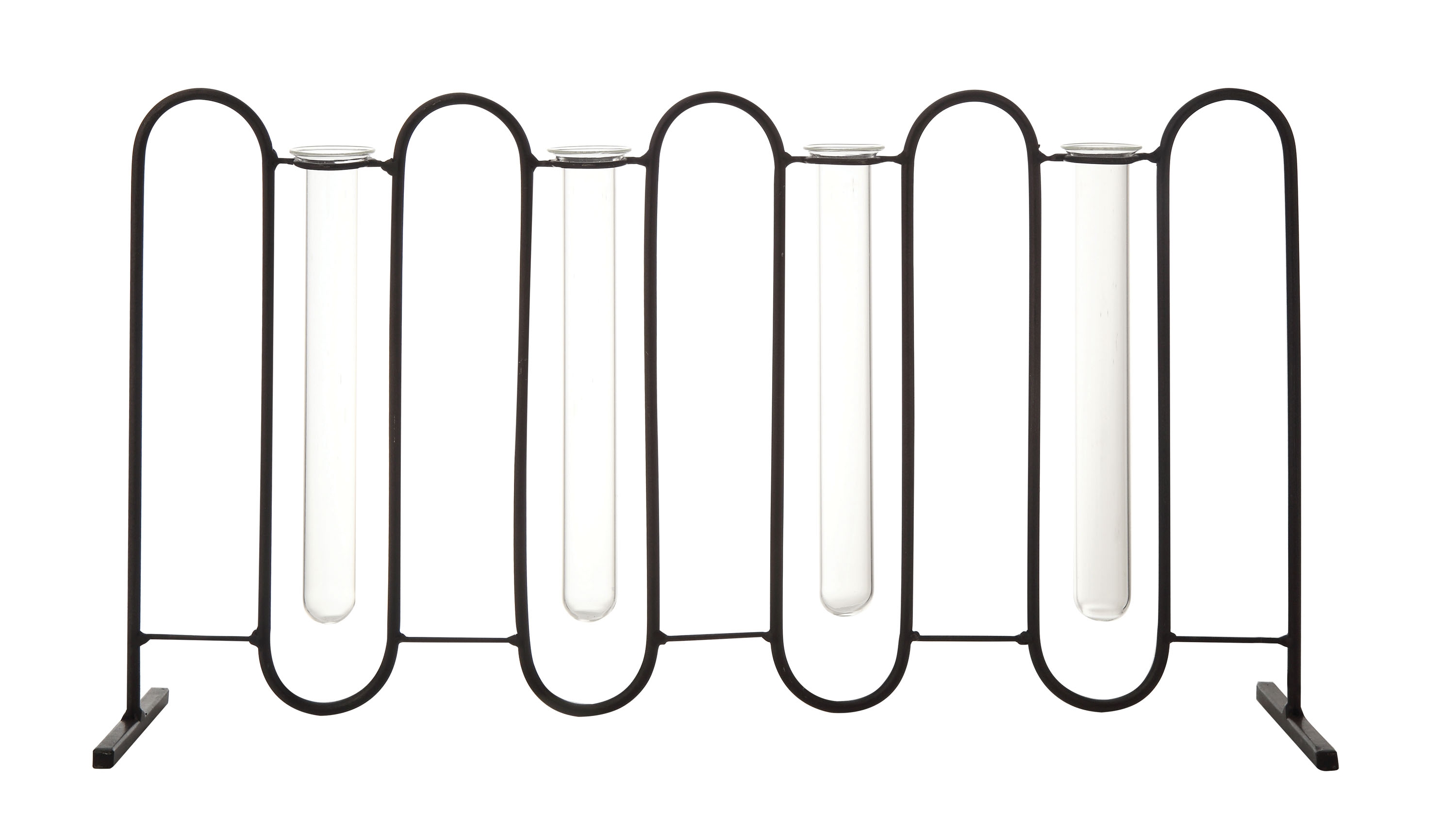 Four Test Tube Bud Vases in Metal Stand (Set of 5 Pieces) - Image 0
