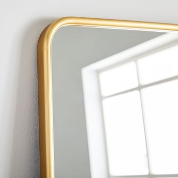 Modern Streamline Floor Mirror, Antique Brass - Image 1