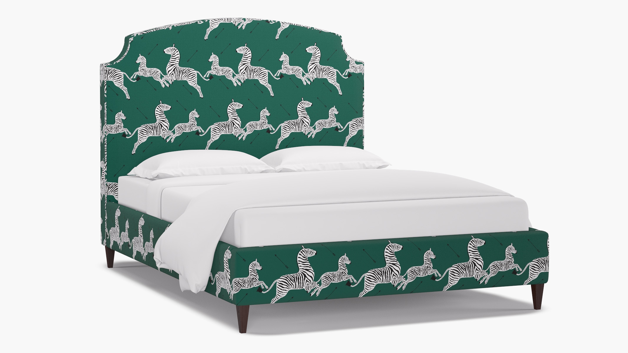 Cove Bed, Emerald Zebra, Espresso Square Tapered Leg, Queen - Image 1