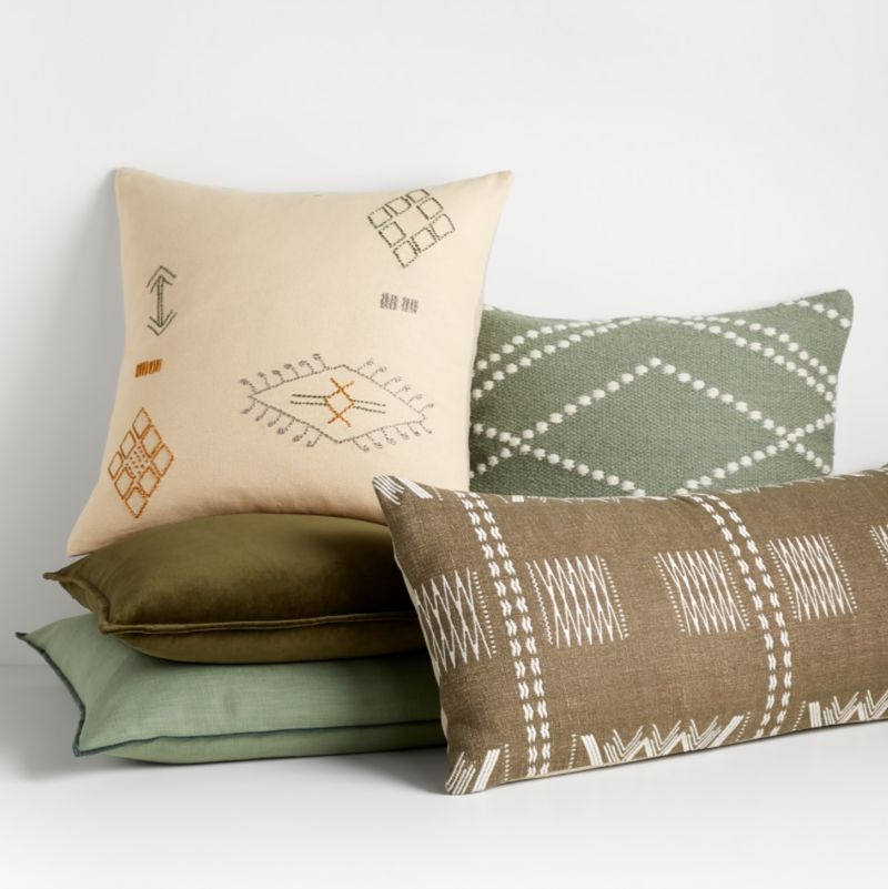 Organic Sage 23"x23" Merrow Stitch Cotton Throw Pillow Cover - Image 5