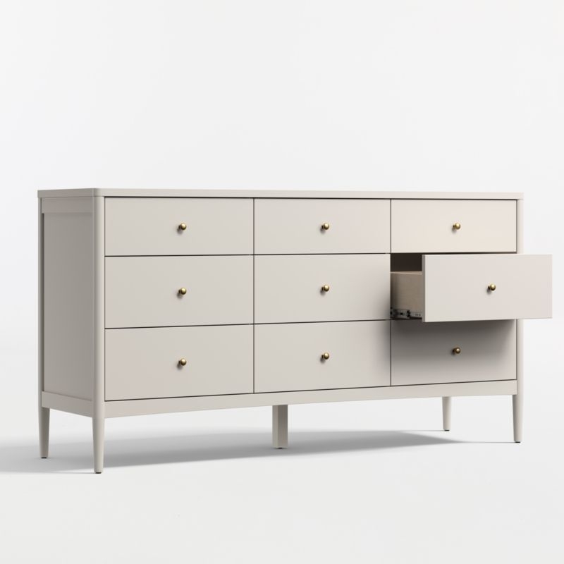 Hampshire 64" Cozy Grey Extra Wide 9-Drawer Kids Dresser - Image 1
