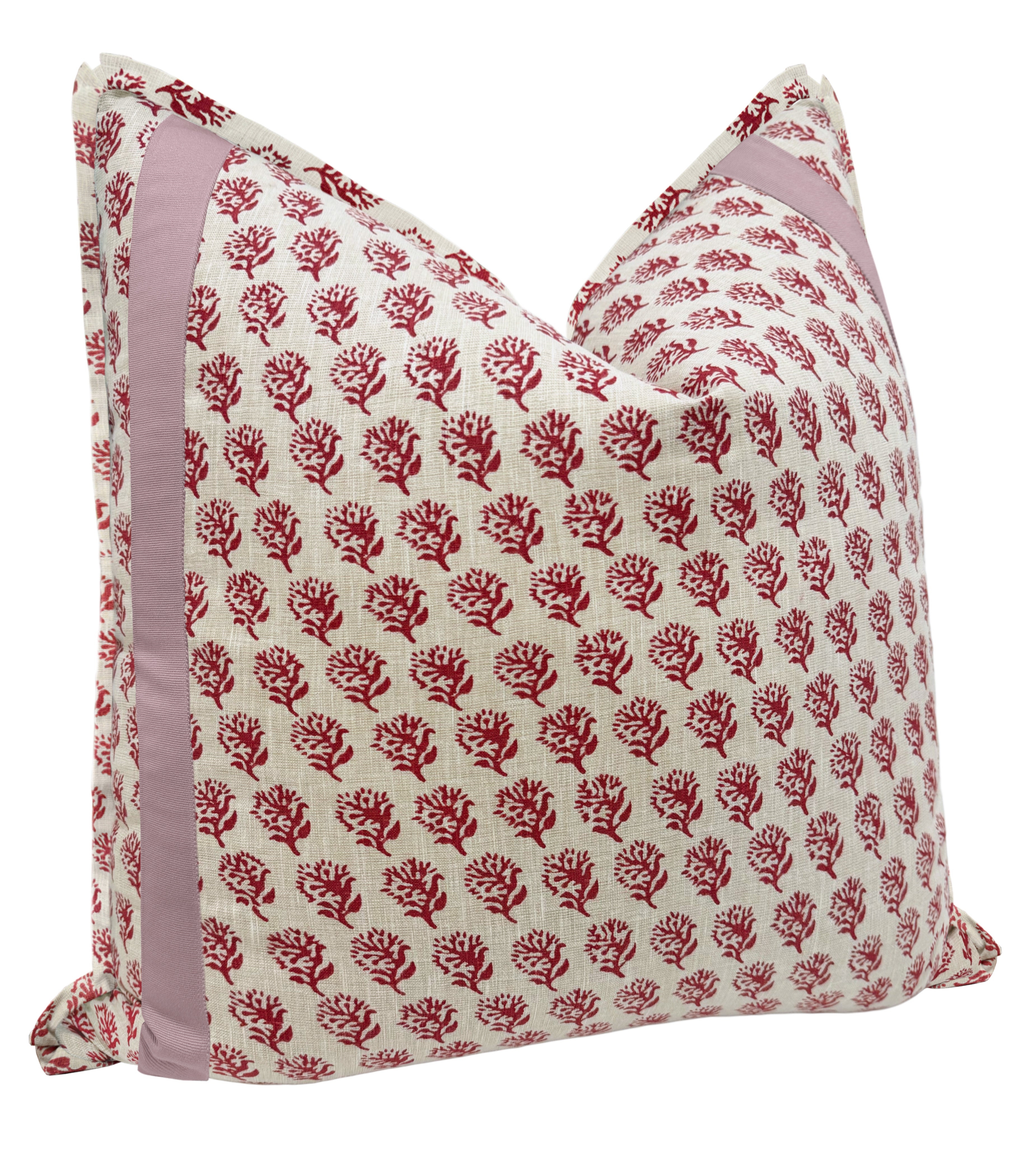 DANDY BLOCK PRINT // BERRY + TAPE TRIM - 20” X 26” STANDARD SHAM / SELF FLANGE / Lavender - Image 0