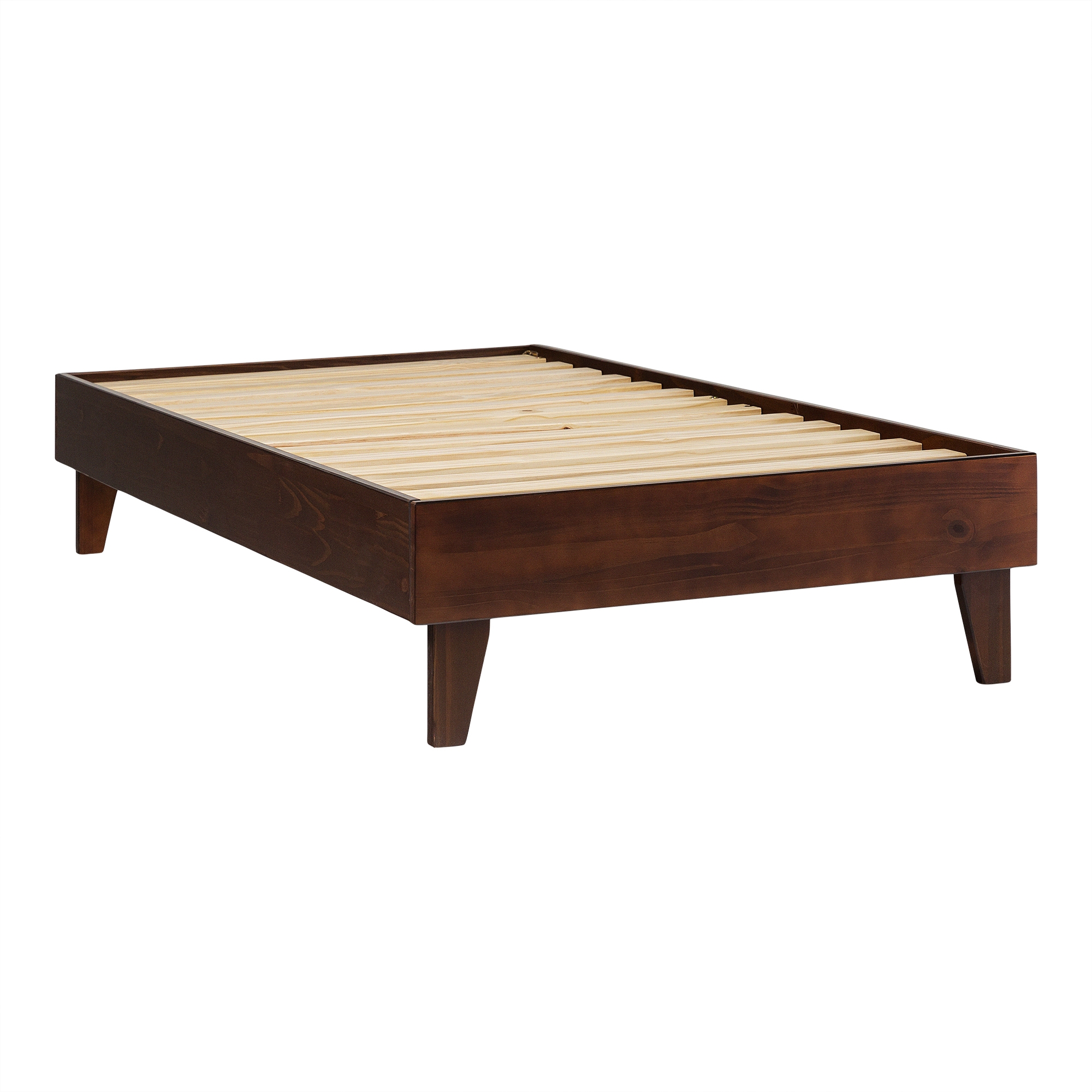 Solid Wood Twin Platform Bed - Walnut - Image 0