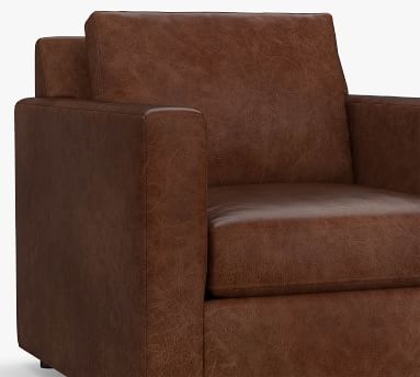 SoMa Sanford Square Arm Leather Armchair, Polyester Wrapped Cushions, Churchfield Ebony - Image 4
