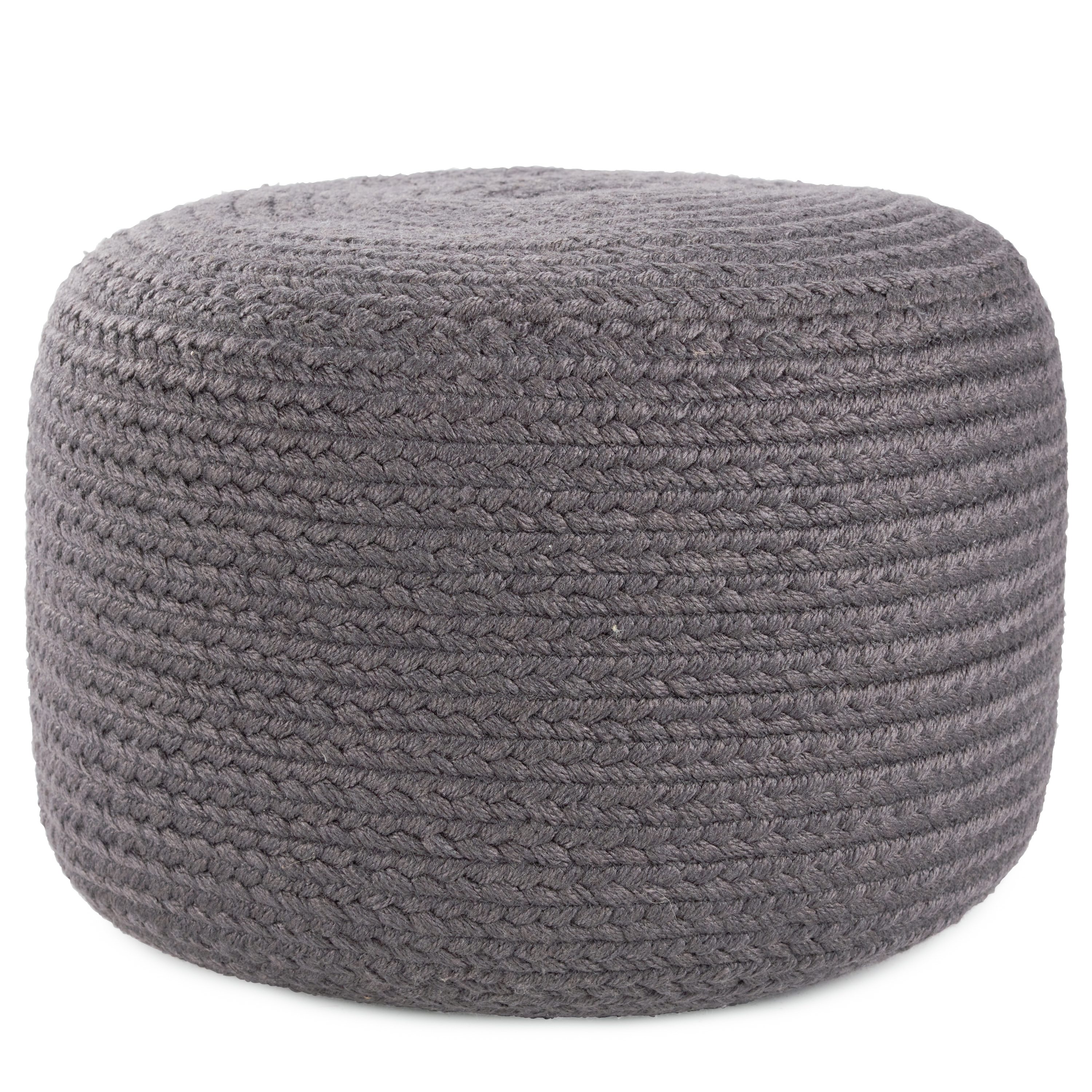 Vibe by Santa Rosa Indoor/ Outdoor Solid Dark Gray Cylinder Pouf - Image 0