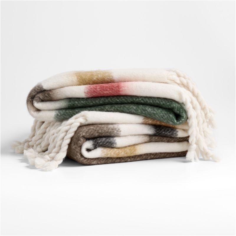 Cozy Fringe Chalet Stripe 70"x55" Red and Green Throw Blanket - Image 1