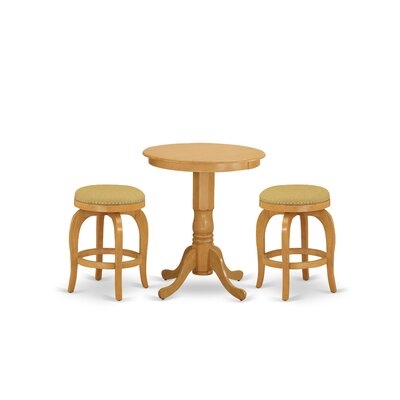 Strickler 3-Pc Dinette Room Set With 2 Parson Chairs And 1 Kitchen Table (Oak Finish) - Image 0