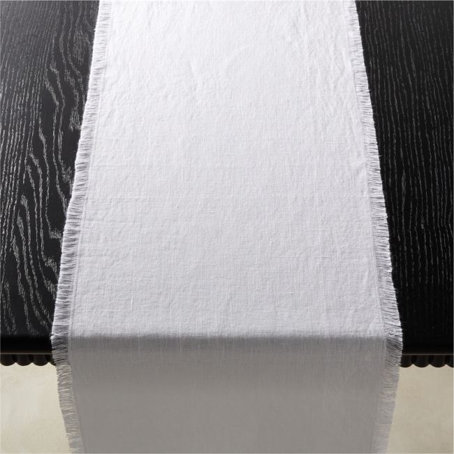 Eria White Linen Table Runner 14"x90" - Image 0