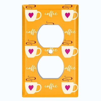 Metal Light Switch Plate Outlet Cover (Coffee Cups Red Heart Orange - Single Duplex) - Image 0