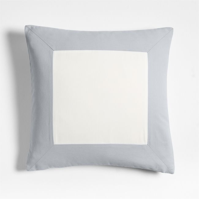Legacy Border Organic Cotton Monogrammable 20"x20" Sky Blue Throw Pillow with Down-Alternative Insert - Image 0
