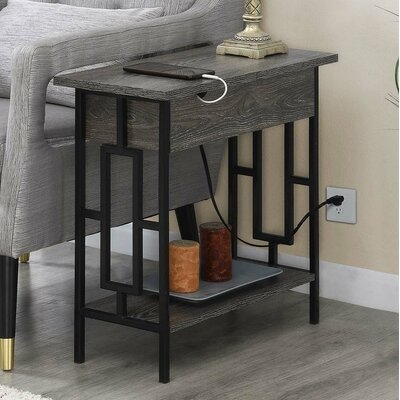 End Table with Storage and Built-In Outlets - Image 0
