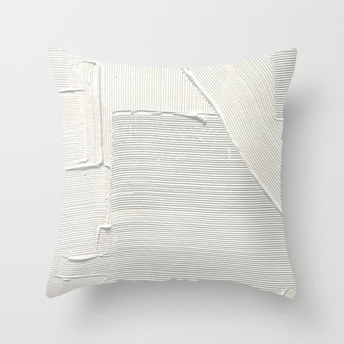 Relief [2]: An Abstract, Textured Piece In White By Alyssa Hamilton Art Throw Pillow by Alyssa Hamilton Art - Cover (24" x 24") With Pillow Insert - Indoor Pillow - Image 0