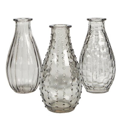 Grey Vintage Glass Bud Vases - Home Accents - None - 3 Pieces - Image 0